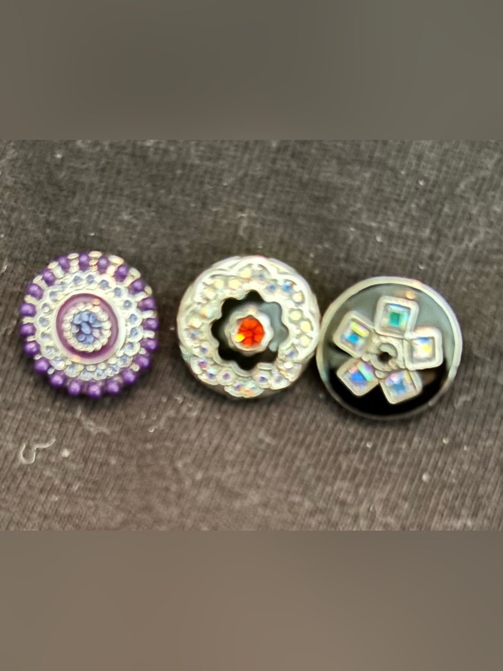 Decorative Snap Original Dot Trio - Purple, Black, Silver Accents